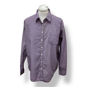 American Eagle Women’s Long Sleeve Boyfriend Fit Button Front Check Shirt XL